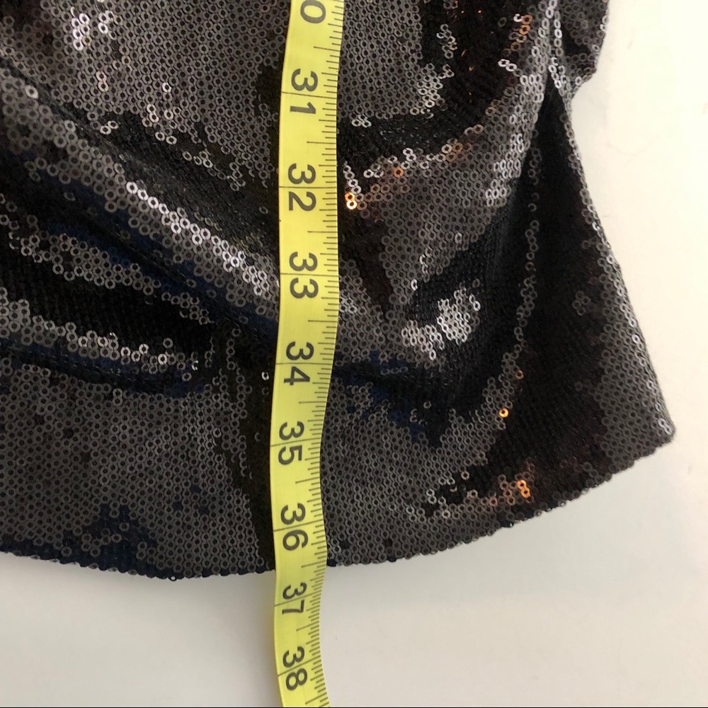 Nicole Miller Ruched Black Sequin Cross Straps 6 - Picture 7 of 8